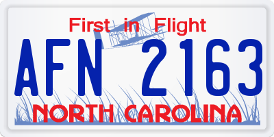 NC license plate AFN2163