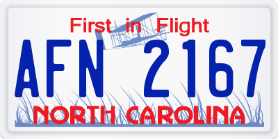 NC license plate AFN2167