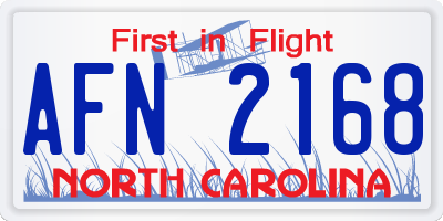 NC license plate AFN2168