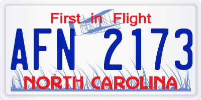 NC license plate AFN2173