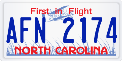 NC license plate AFN2174