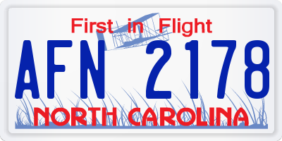 NC license plate AFN2178