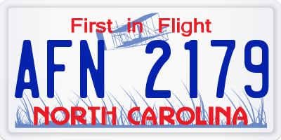 NC license plate AFN2179