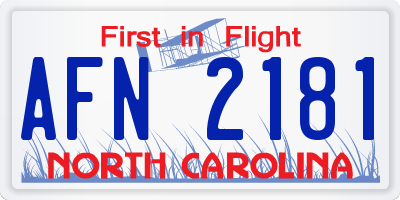 NC license plate AFN2181