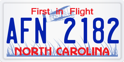 NC license plate AFN2182