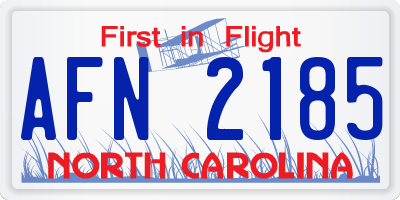 NC license plate AFN2185