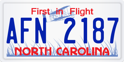 NC license plate AFN2187