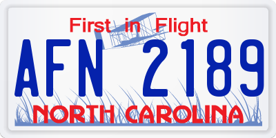 NC license plate AFN2189