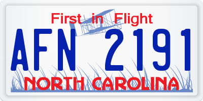 NC license plate AFN2191