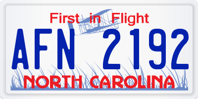 NC license plate AFN2192