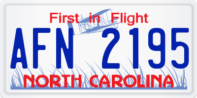 NC license plate AFN2195
