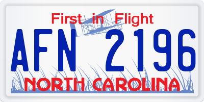NC license plate AFN2196
