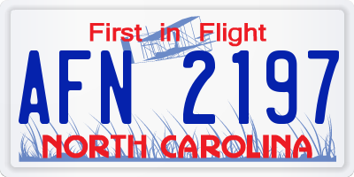 NC license plate AFN2197