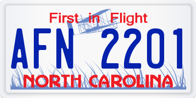 NC license plate AFN2201