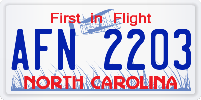 NC license plate AFN2203