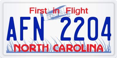 NC license plate AFN2204
