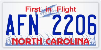NC license plate AFN2206
