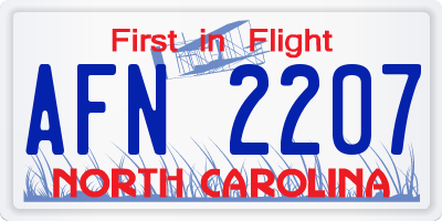 NC license plate AFN2207