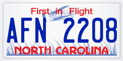 NC license plate AFN2208