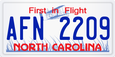 NC license plate AFN2209