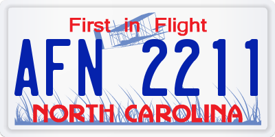NC license plate AFN2211