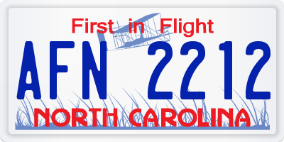 NC license plate AFN2212