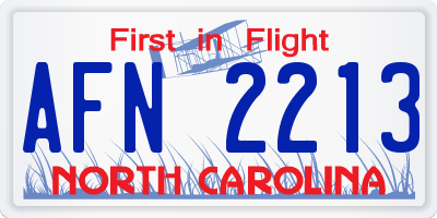NC license plate AFN2213