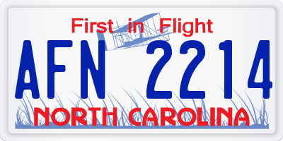 NC license plate AFN2214