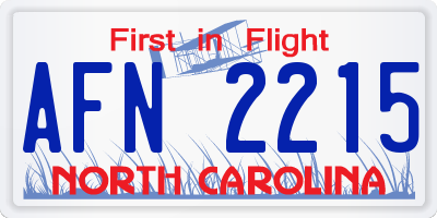 NC license plate AFN2215