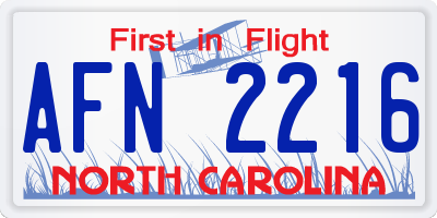 NC license plate AFN2216