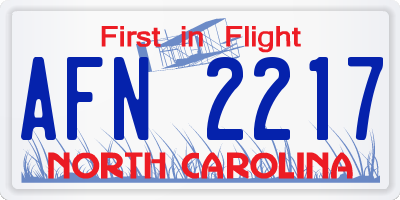 NC license plate AFN2217