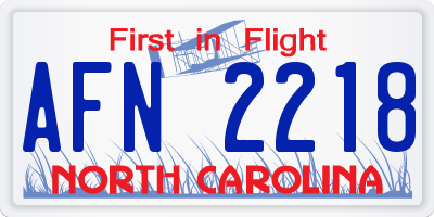 NC license plate AFN2218