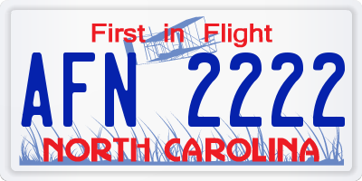 NC license plate AFN2222