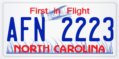 NC license plate AFN2223