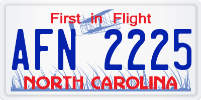NC license plate AFN2225