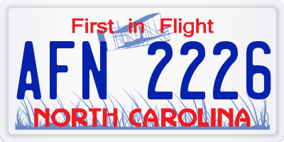 NC license plate AFN2226