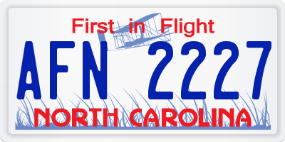 NC license plate AFN2227