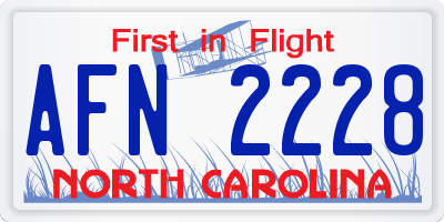 NC license plate AFN2228