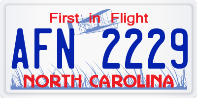 NC license plate AFN2229
