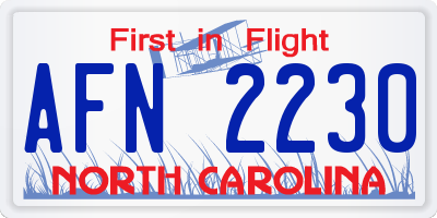 NC license plate AFN2230