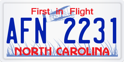 NC license plate AFN2231
