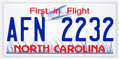 NC license plate AFN2232