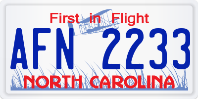 NC license plate AFN2233