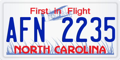 NC license plate AFN2235