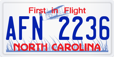 NC license plate AFN2236