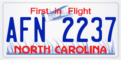 NC license plate AFN2237