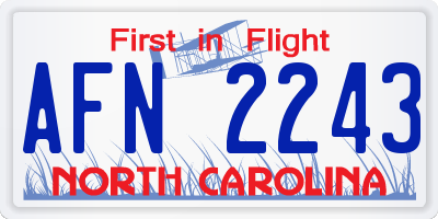 NC license plate AFN2243