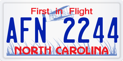 NC license plate AFN2244