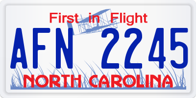 NC license plate AFN2245