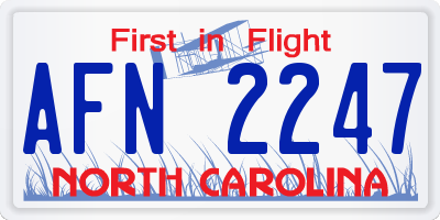NC license plate AFN2247